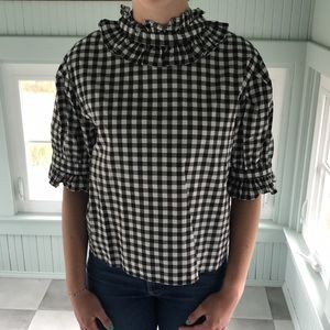 Black and white gingham blouse